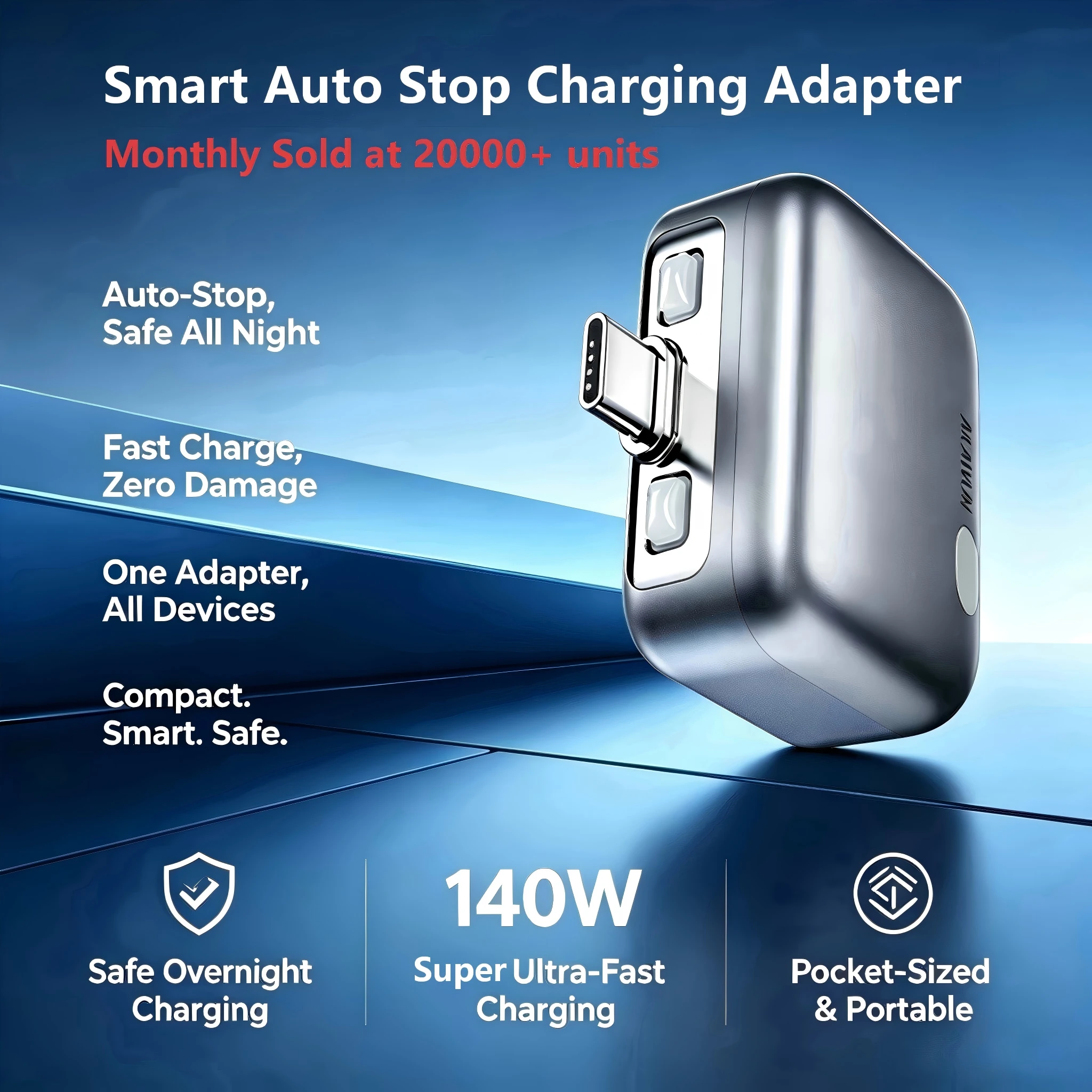 Smart Auto Stop Full Charging Adapter Overcharge Protection